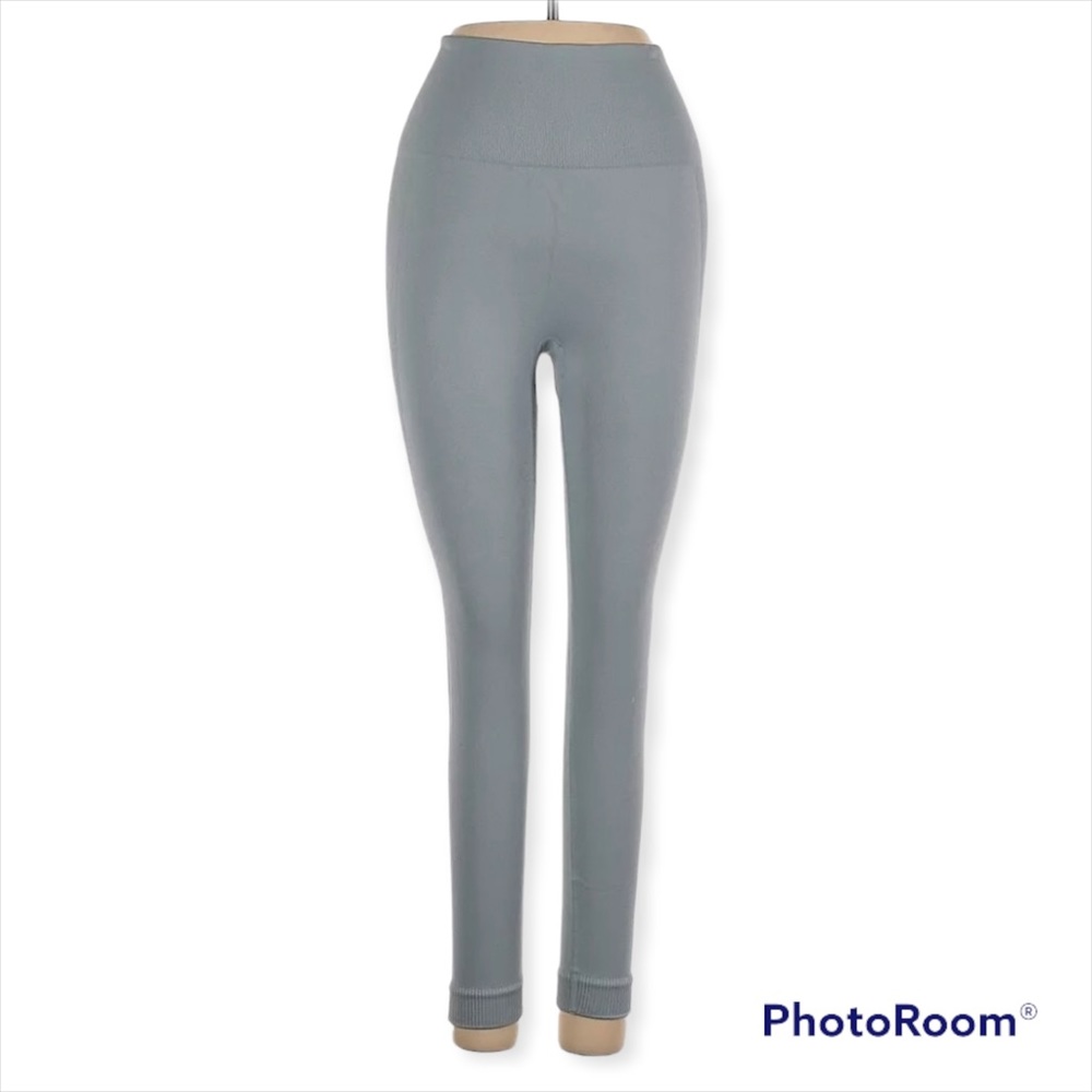 We Wore What Leggings Small Athleisure Yoga Ribbed Cropped Light Gray